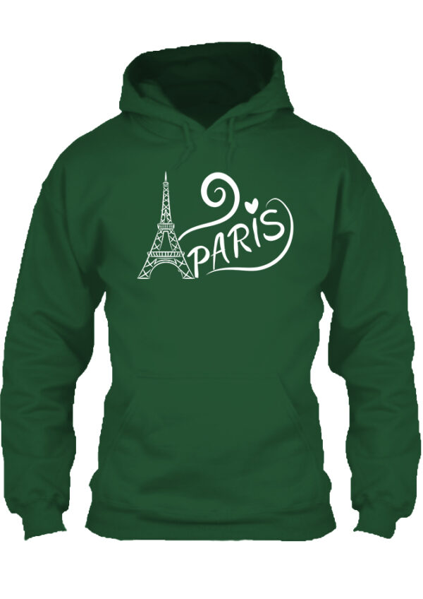 Love Paris Párizs - Unisex kapucnis pulóver - 4XL, Sötétzöld