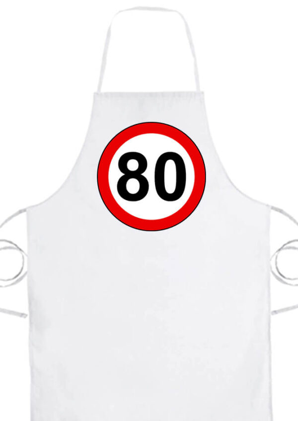 Születésnap 80 éves tábla- Prémium kötény