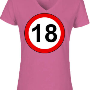 18 éves születésnapi tábla – Női V nyakú póló