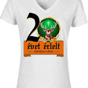 Jager 20 évet érlelt elixír – Női V nyakú póló – S, Fehér