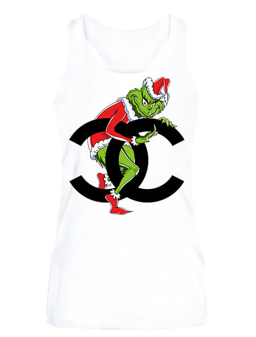 noi-ujjatlan-polo-grincs-ellopta-a-chanel-t-feher Grincs ellopta a Chanel-t - Női ujjatlan póló - 2XL, Fehér