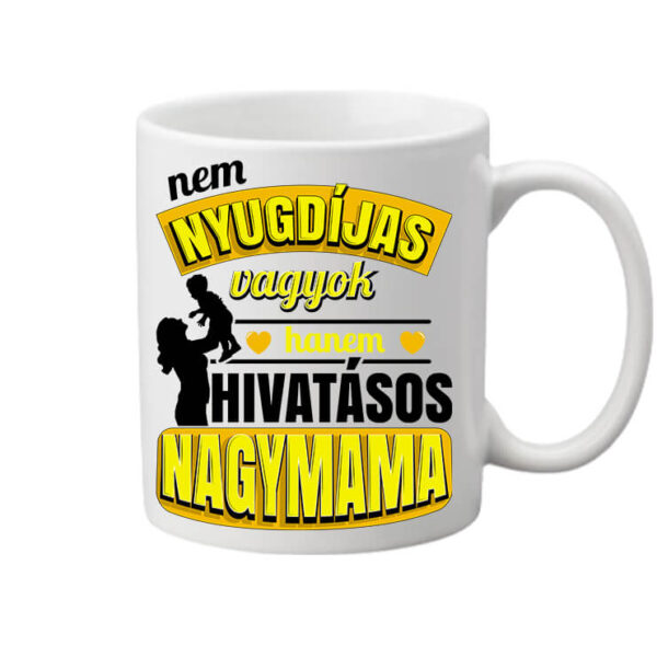 Bögre Főállású nyugdíjas nagymama fehér