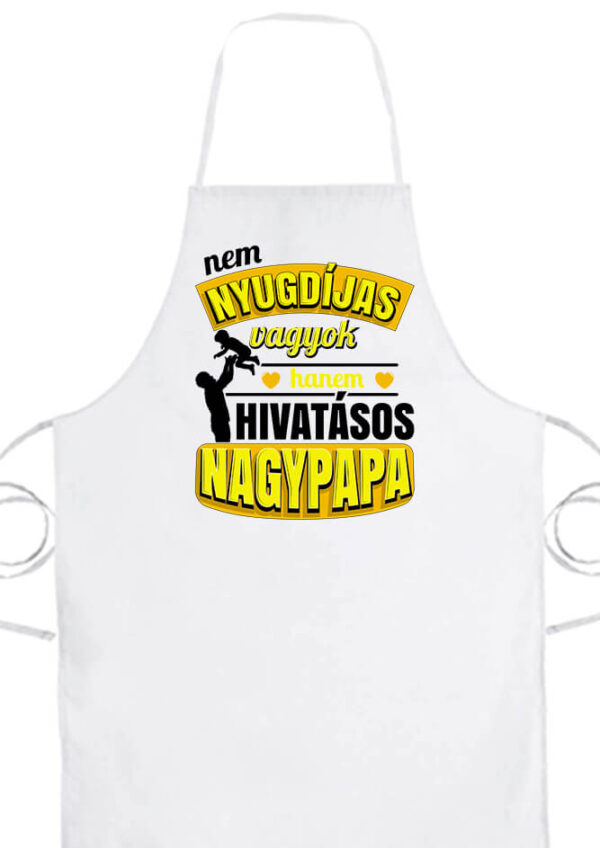 Kötény Főállású nyugdíjas nagypapa fehér