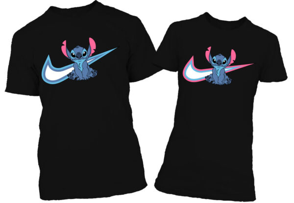 Páros póló Nike Stitch kék és rózsaszín fekete