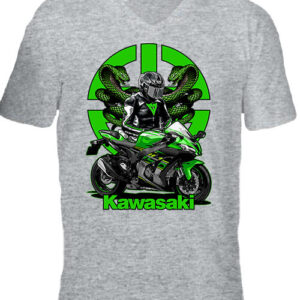 Motoros ajándék Kawasaki – Férfi V nyakú póló