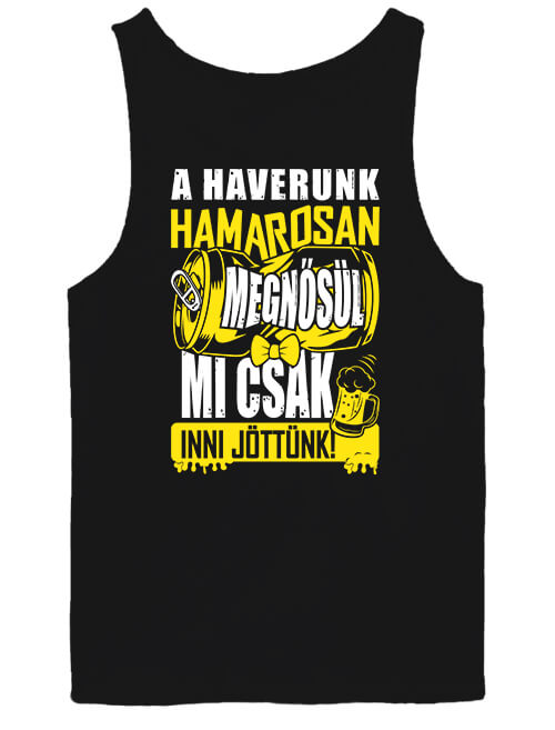 Férfi ujjatlan póló A haverunk megnősül legénybúcsú fekete