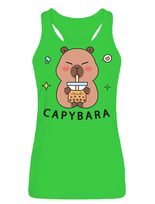 Női ujjatlan póló Capybara kávé lime