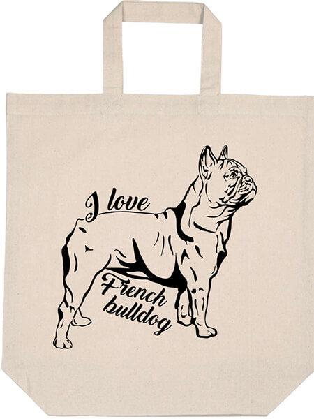 Rövid fülű táska I love french bulldog francia bulldog natúr