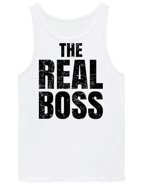 Férfi ujjatlan póló The real boss igazi főnök fehér