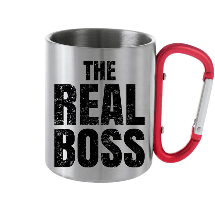 Karabineres bögre The real boss igazi főnök szürke