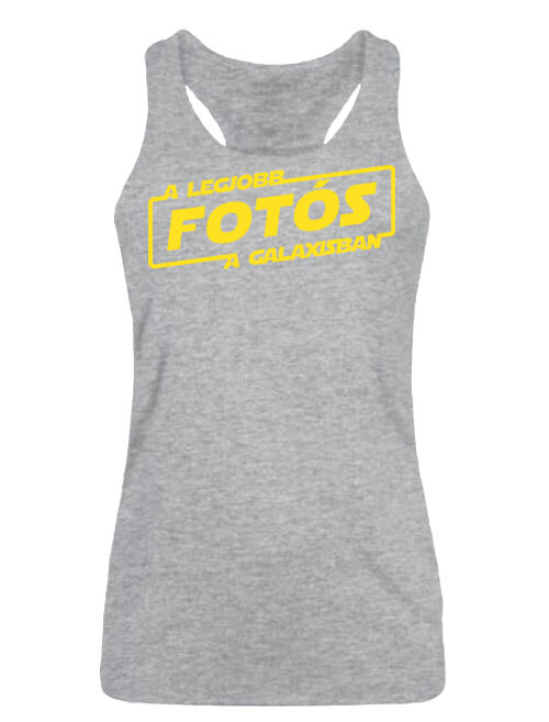 Női ujjatlan póló A legjobb fotós a galaxisban szürke