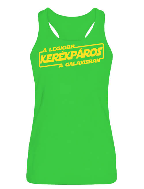 Női ujjatlan póló A legjobb kerékpáros a galaxisban lime
