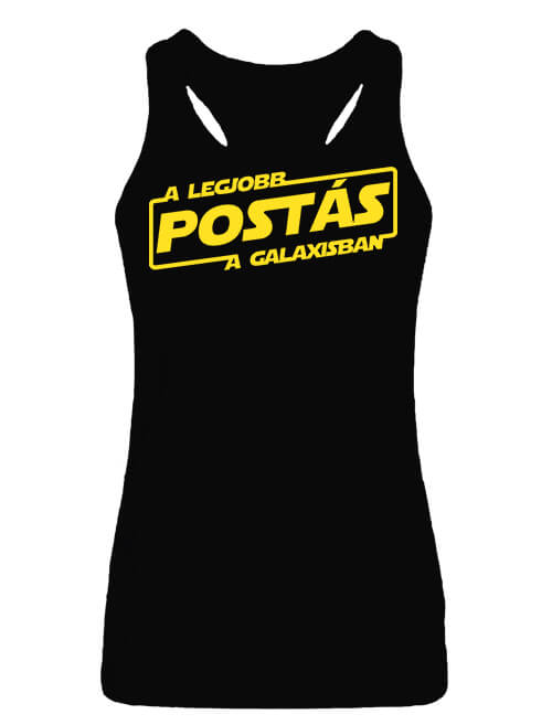 Női ujjatlan póló A legjobb postás a galaxisban fekete
