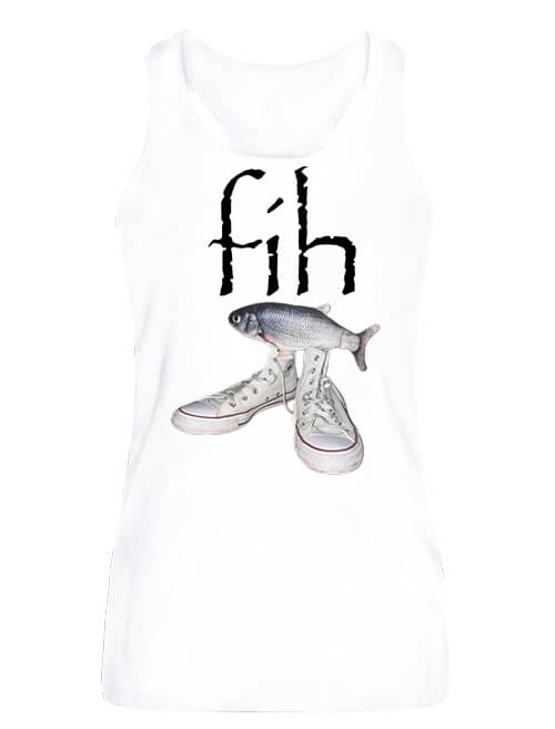 Női ujjatlan póló Fih Shoes Fish halas mém fehér