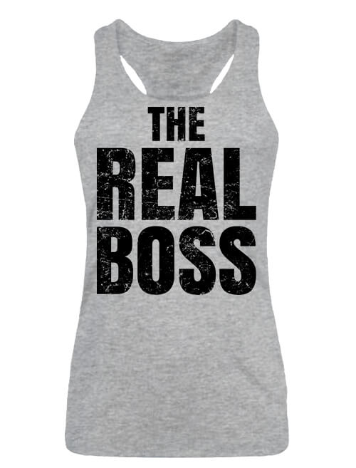 Női ujjatlan póló The real boss igazi főnök szürke