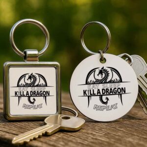 Eat sleep kill a dragon repeat – Kulcstartó