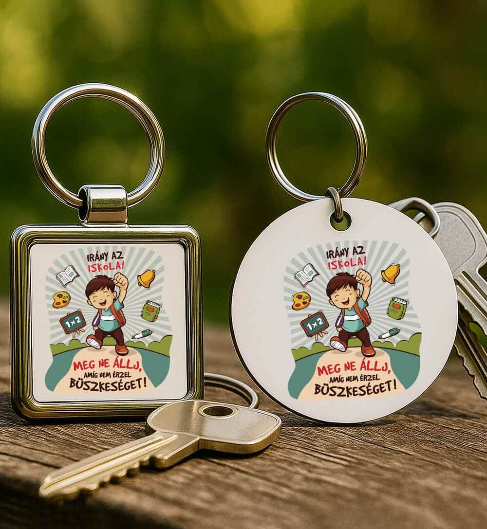 Fém kulcstartó Irány az iskola fiú