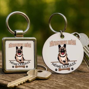 Játékos németjuhász – Kulcstartó