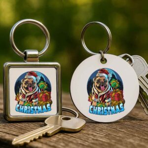 Karácsonyi Mikulás kutya – Kulcstartó