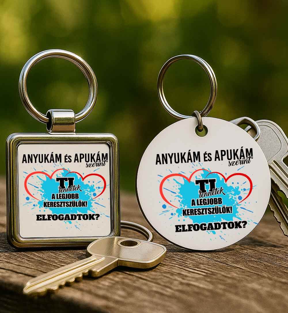 Kulcstartó Keresztszülők fiú