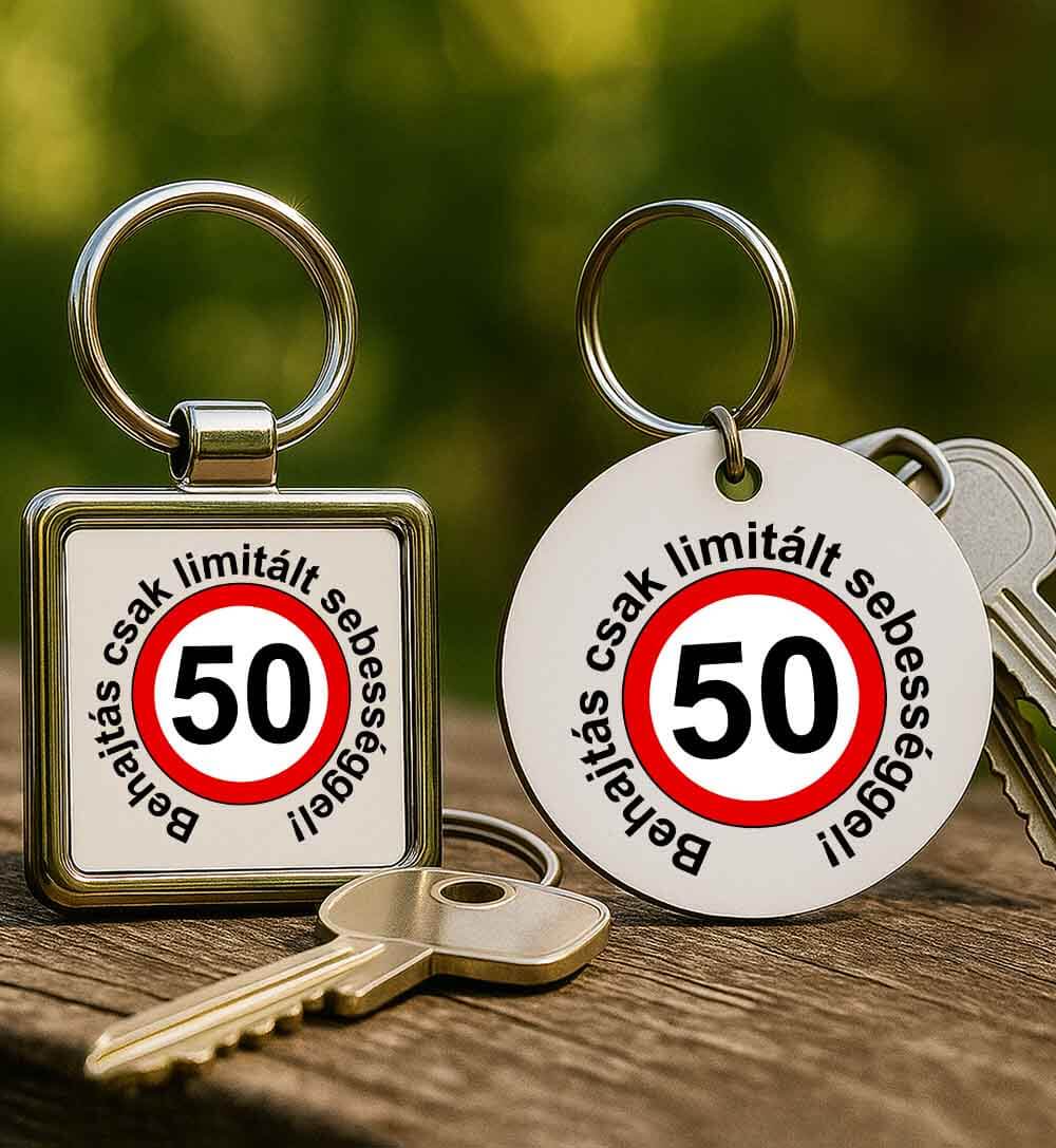 Kulcstartó Limitált sebességgel 50 éves születésnap