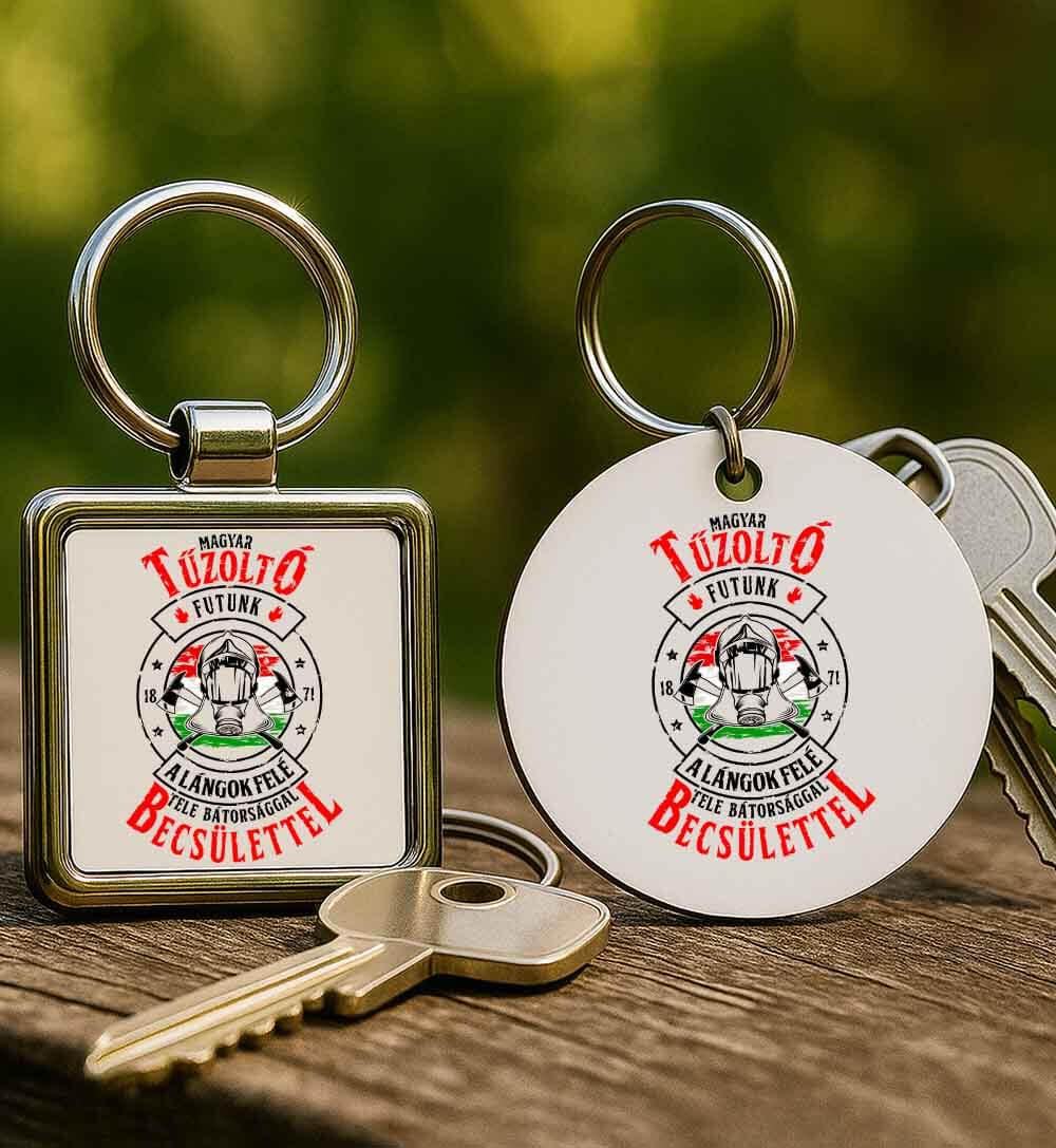 Fém kulcstartó Magyar tűzoltó