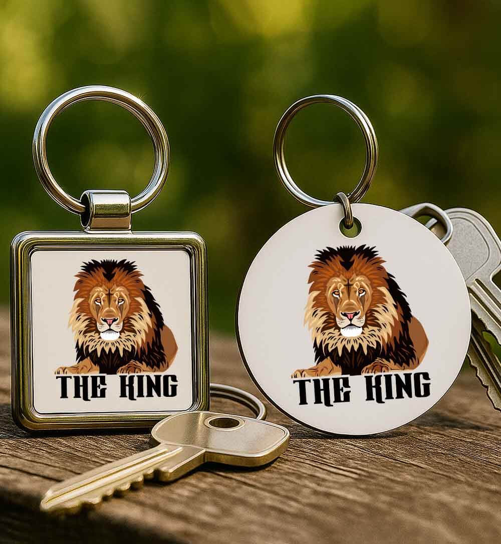 Fém kulcstartó The king Az oroszlán