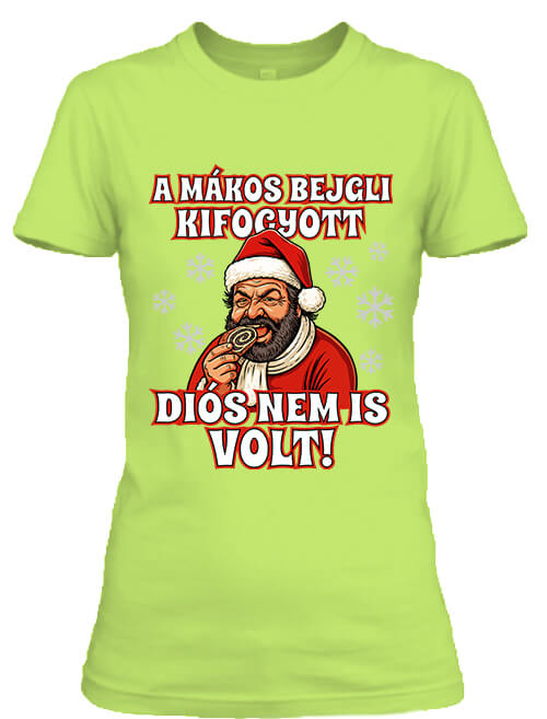 Női póló Bud Spencer bejgli Karácsony almazöld