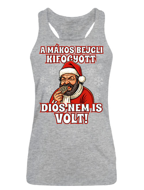 Női ujjatlan póló Bud Spencer bejgli Karácsony szürke