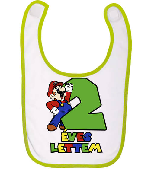 Baba előke 2 éves lettem Super Mario fehér