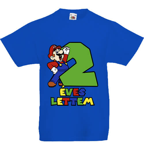 Gyerek póló 2 éves lettem Super Mario királykék