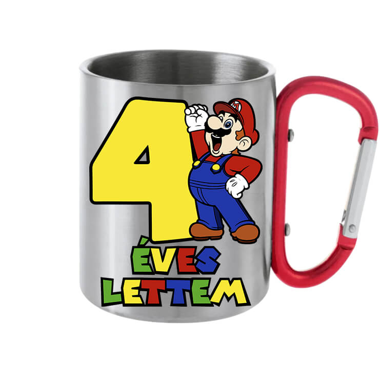 Karabineres bögre 4 éves lettem Super Mario szürke