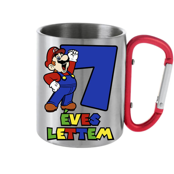 Karabineres bögre 7 éves lettem Super Mario szürke