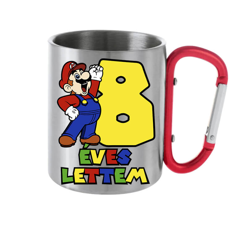 Karabineres bögre 8 éves lettem Super Mario szürke