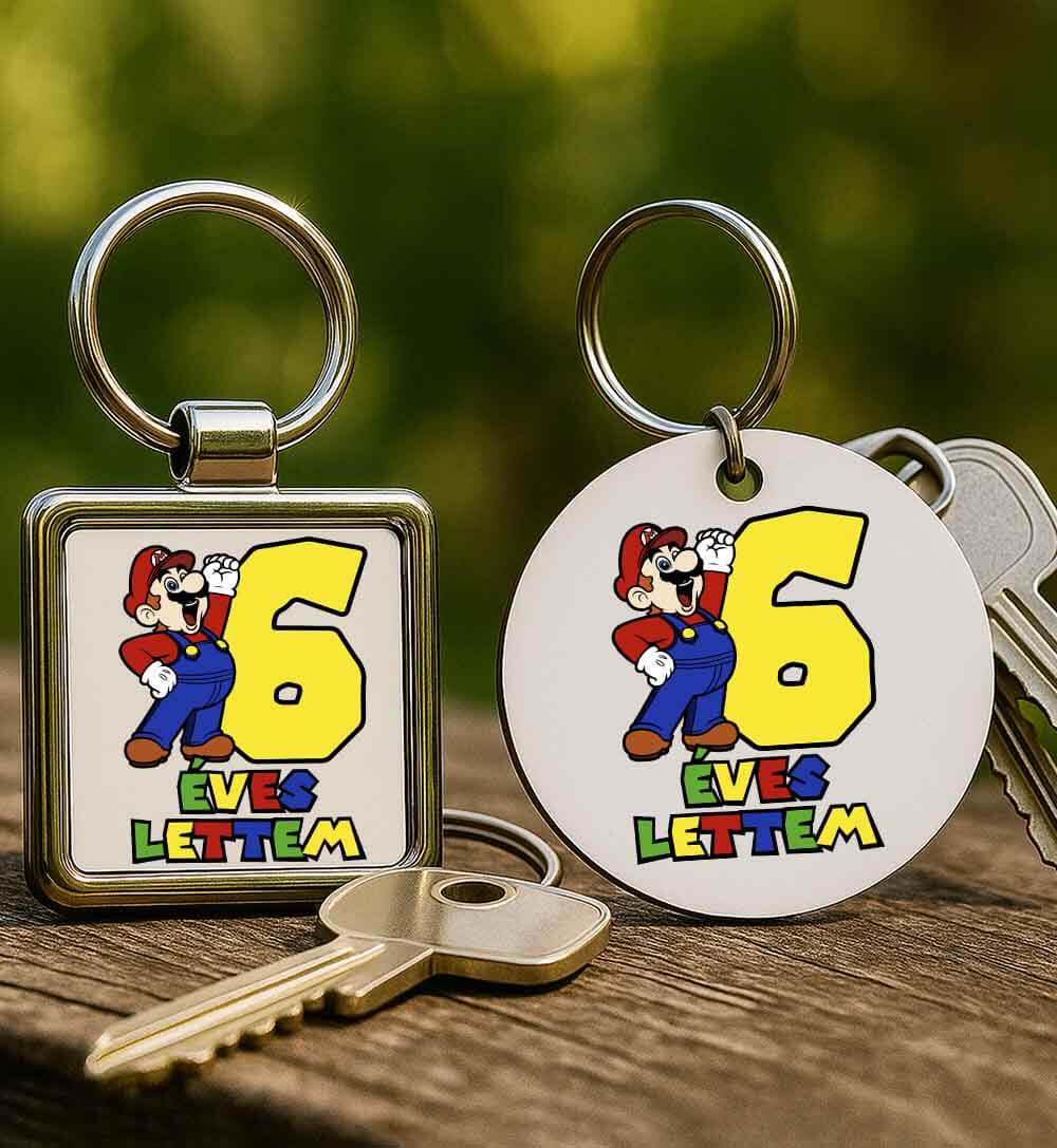 Kulcstartó 6 éves lettem Super Mario fehér
