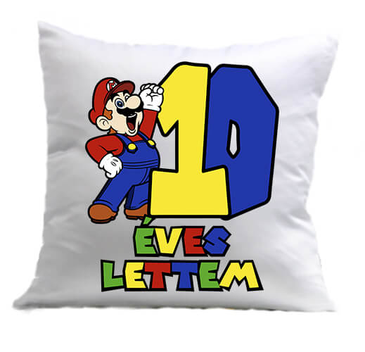 Párna 10 éves lettem Super Mario fehér