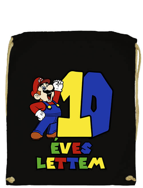 Tornazsák 10 éves lettem Super Mario fekete