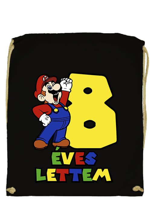 Tornazsák 8 éves lettem Super Mario fekete