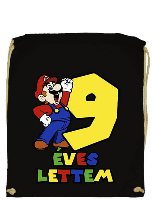 Tornazsák 9 éves lettem Super Mario fekete