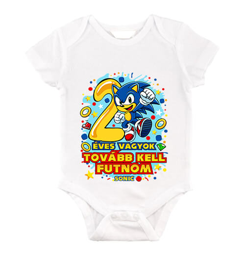 Baby body Sonic 2 éves születésnap fehér