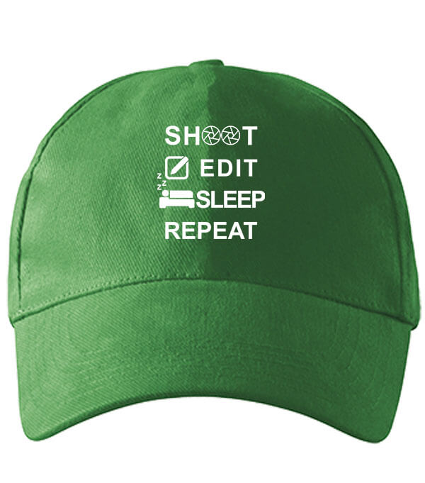 Baseball sapka Shoot edit sleep repeat élénkzöld