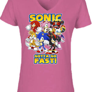 Sonic gotta go fast – Női V nyakú póló