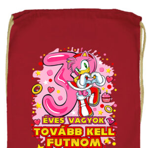 Sonic Amy 3 éves születésnap- Prémium tornazsák