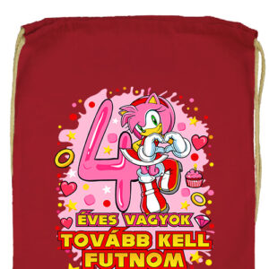 Sonic Amy 4 éves születésnap- Prémium tornazsák