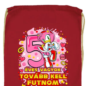 Sonic Amy 5 éves születésnap- Prémium tornazsák