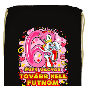 Sonic Amy 6 éves születésnap- Prémium tornazsák