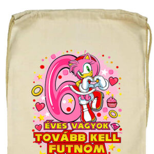 Sonic Amy 6 éves születésnap- Basic tornazsák