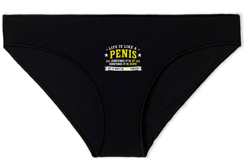 Női bugyi Life is like a penis fekete