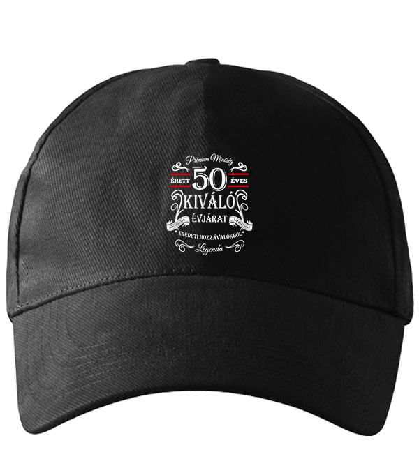 Baseball sapka Születésnap prémium minőség 50 éves fekete