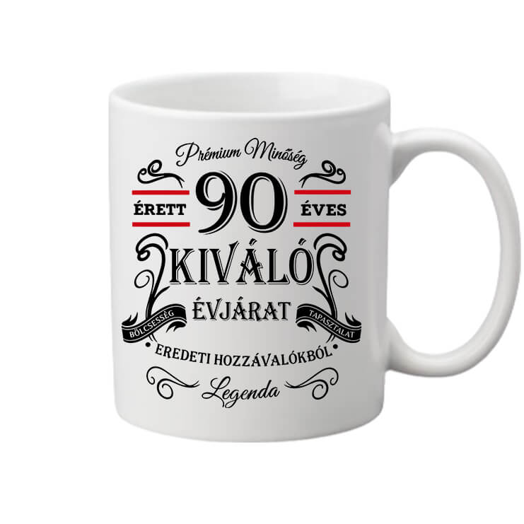 Bögre Születésnap prémium minőség 90 éves fehér